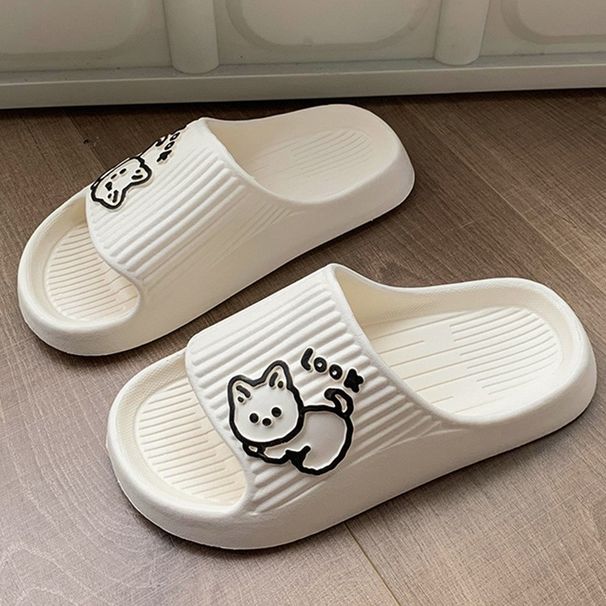 Summer Women Cute Animal EVA Slippers Men Indoor Bathroom Thick Platform Non-Slip Home Sabdals Couples Cat Cartoon Flip_vogvips.com