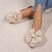 New Plus Size Women's Fly Woven, One Foot Butterfly Bow Casual Breathable Knitted Slimming Pointed Flat Sole Shoes_vogvips.com