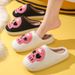 Winter Skull Print Halloween Plush Lined Warm Toe-Covering Unisex Shoes Fleece-Lined Home Indoor Cotton Slippers_vogvips.com
