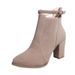 Martin Boots For Women, Short Boots, European American 2018 Autumn And Winter New Style, Chunky Heel, High Heels,_vogvips.com