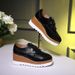 Women's Chunky Sole Platform Shoes With Fringe Detail, Round Toe Lace-Up Design For Casual Everyday Wear British Style Women's Leather Shoes_vogvips.com