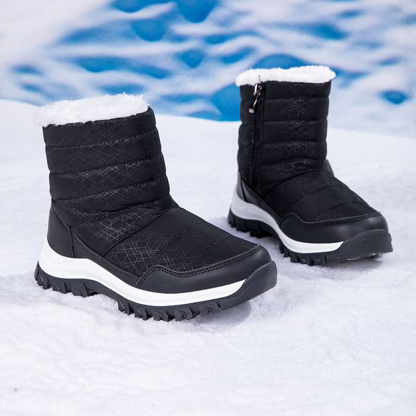 Winter Plush Thick Soled Waterproof Snow Boots For Warm And Breathable Couples, High Top Casual Cotton Shoes_vogvips.com