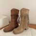 Cowhide Wasteland Style Tassel Knight Thick Heel Over-the-Knee Long Slimming Shoes Pile Mid-Calf Boots For Women_vogvips.com
