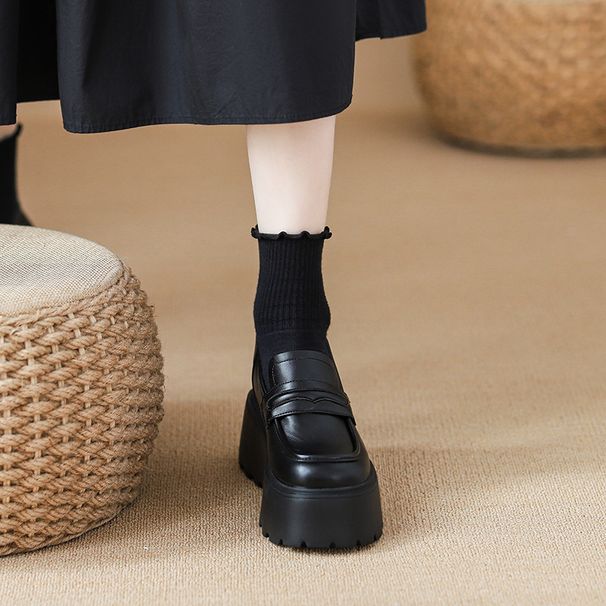 11cm Hidden Wedge Loafers For Women 2025 New Spring Style Petite JK Dress Shoes_vogvips.com