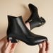 Women's Chunky Low Heeled Ankle Boots, Pointed Toe Stitching Side Zipper Boots, Casual All-Match Short Boots_vogvips.com