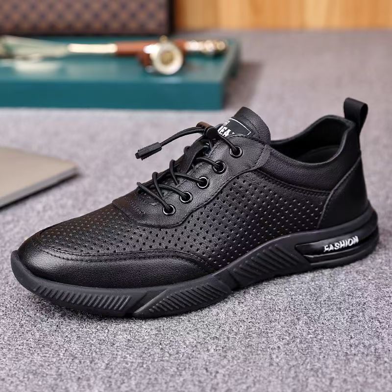 Men's Breathable Casual Men's Leather Mesh Shoes, Wholesale Soft-soled Soft-surface Comfortable Summer Sneakers_vogvips.com