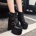 15cm Thick Heel Dance T-Stage Platform Punk Nightclub Super High Heels Short Boots Women's Shoes 526-3_vogvips.com