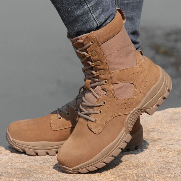 European Warm Series New Style 021 Brown Combat Men Waterproof Training Outdoor Hiking Shoes Puncture-Resistant Desert Boots_vogvips.com