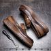 Leisure Carved Blok Bean Men's Genuine One Foot Kick Le Fu Toe Layer Cowhide British Leather Shoes_vogvips.com