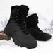 Large Size Fleece Warm Snow Boots, Winter Fleece High Top Warm Hiking Shoes, Hiking Thick Soled Sports Martin Boots For Men_vogvips.com