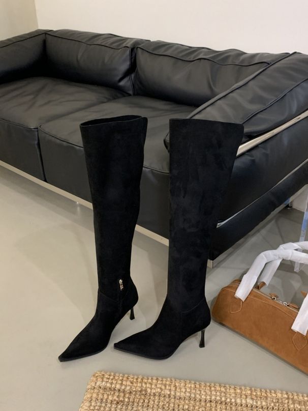 French Style Versatile High Thin Heel Pointed Toe For Women Spring And Autumn Side Zipper Slim Over-the-Knee Boots_vogvips.com
