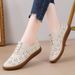 Soft Leather Beef Tendon Soft Sole Doudou Shoes Medium And Old Flat Shoes Single Shoes Women's One Pedal Hollow Hole Shoes Lazy Shoes_vogvips.com