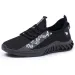 Men Sneakers Low-Top Letter Print Trainers Black White Lightweight Tennis Travel Walk Sport Shoes_vogvips.com