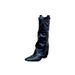 Millennial Hot Girl~V-Neck Slimming Western Cowboy With Studs, Maillard Pants Boots, Wasteland Style Boots_vogvips.com