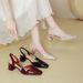 French Style One-Strap Closed-Toe Sandals For Women Summer 2025 New Square Toe Backless Single Shoes Red Chunky Heel_vogvips.com