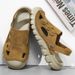 Comfortable Men's Sandals Dual-Purpose Slippers Anti-Slip Male Slides Breathable Casual Slip-On Flats Suede Leather_vogvips.com