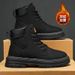 European Warm Series Yellow Autumn Winter New Plush Lined Martin Boots Men's Suede Versatile Casual Trendy High-top Shoes_vogvips.com