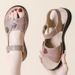 Real Cowhide Middle-aged And Elderly Mother Sandals, Women's New Summer French Style Matching Skirt, Thick Soled Sponge_vogvips.com