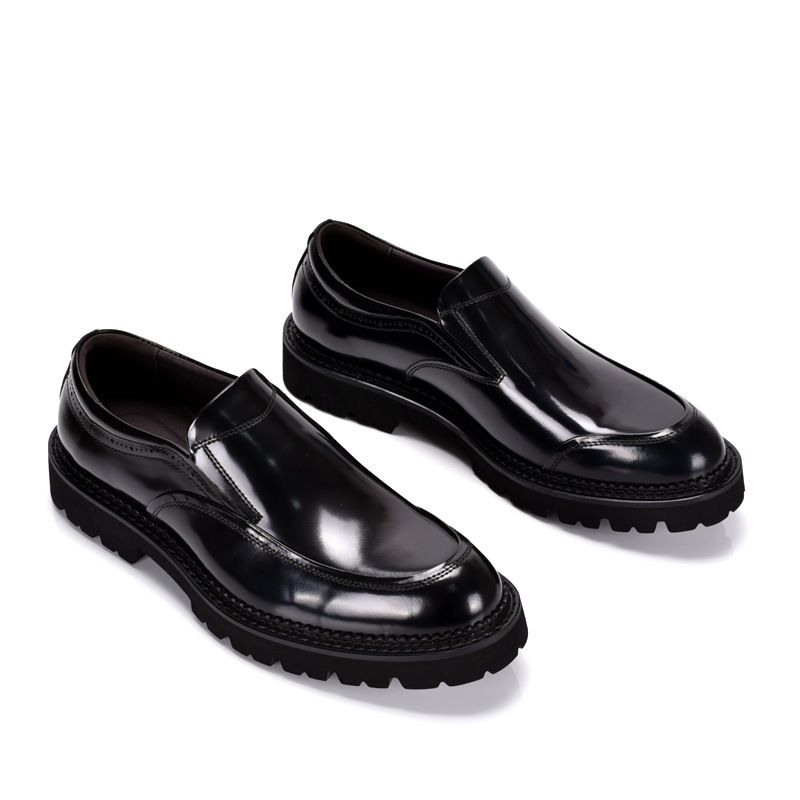 ShoeVault Genuine Glossy Patent Loafers Men Slip-On Breathable Casual Cowhide British Style Lazy Leather Shoes Thick Sole_vogvips.com