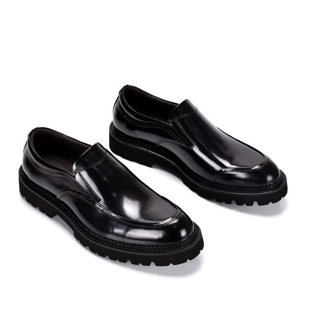 ShoeVault Genuine Glossy Patent Loafers Men Slip-On Breathable Casual Cowhide British Style Lazy Leather Shoes Thick Sole_vogvips.com