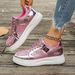 2025 Spring And Autumn Season Large Casual Sequin Sports Style Thick Soled Lace Up Round Toe Women's Single Shoes_vogvips.com