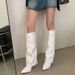 Newan And American Style Sexy Women's High-Heeled Stiletto Long Boots, Versatile Pointed-Toe Side-Zip High Boots_vogvips.com