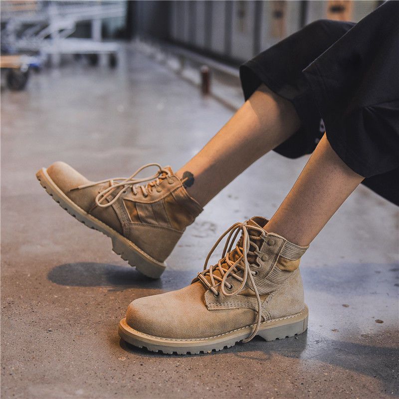 European Warm Series Spring Martin Mid-Top Men's Versatile Breathable Single High-Top Work Shoes British Style Ankle Boots Trendy_vogvips.com