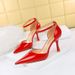 Style Simple Wine Cup Super High Heel Shallow Mouth Pointed Lacquer Leather Sexy Hollow Shoes With Sandals_vogvips.com