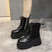 Cos 20cm Heightening Thin Shoes 9cm British Style Thick Sole New Short Martin Boots Straight Hair_vogvips.com