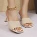 Plus-size Mid-he Sandals For Women, 2026 Summer New Korean Style, Fly-knit, Fashionable And Stylish With A High-end_vogvips.com