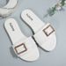 Women's Classic Versatile Solid Color round Toe Flat Sandals Fashionable Slippers Metallic Decoration round Toe Flat Sandals_vogvips.com
