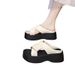 Summer French-style Black Slippers Women, 2025 New Fashion, Suitable For Pairing With Skirts, Beach Shoes, Thick-soled_vogvips.com