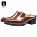 Gnuin Lathr Muls For Mn Half Man Luxury Brand Dsignr Mn's High Hl Sandals Shos Slip On Footwar Slipprs_vogvips.com