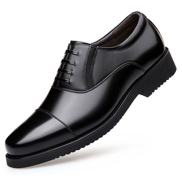 Men's New Business Casual Three-Joint Security Uniform Work Black Four Seasons Leather Soft Sole Single Shoes_vogvips.com