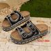 Summer Double Buckle Thick Soled Slippers Plus Size Rhinestone Hemp Rope Beach Sandals For Women_vogvips.com