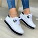Large Summer New Casual Women's Thick Sole Round Head Embroidered Leather Top Single Shoes_vogvips.com