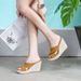 Women's Platform Wedge Sandals Summer Espadrille Slippers With Thick Sole - Comfortable High Heel Slides For Wide Feet (33-41, Yellow/Black/Nude)_vogvips.com
