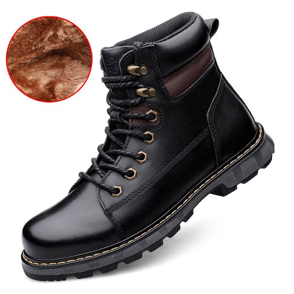 Martin Boots Men's High-top Style First-layer Tooling Boots Trendy Boots Black Leather Boots Men's Shoes_vogvips.com