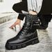 European Warm Series Autumn Men's Martin White High-top Fashion Show Style Trendy Pocket Motorcycle Boots_vogvips.com