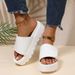 Cross-Border Women's One-Strap Sandals Summer 2022 New Style Large Size Casual European And American Mid-Heel Platform_vogvips.com