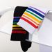 Fashion Socks For Children White Colorful Rainbow Striped Mid Tube Cotton Socks Hip Hop Style Matching Socks Student Performance Socks_vogvips.com