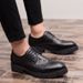 Euro Step 2025 Spring New Thick Sole British Brogue Carved Versatile Men's Pointed Leather Shoes Men_vogvips.com