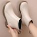 2025 New Spring And Autumn Leather Sole Soft Surface Shoes Large Size Square Heel Women's Fleece-Lined Cotton Boots_vogvips.com