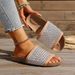 New 2025 One Strap Rhinestone Handmade Thick Sole Fishnet Sandals Black Brown Women's Outdoor Beach Slides_vogvips.com