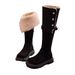 Dark White Boots For Girls, Children's Winter New Fashionable Long Fleece-Lined, Thickened, Warm Leather Boots,_vogvips.com