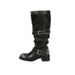 Women's Retro Distressed Mid Calf Boots Chunky Heel Belt Buckle Slouch Boots Style Niche Work Boots For Autumn New Style_vogvips.com