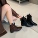 French V-Neck Xinjiang Northwest Sichuan Grassland Travel Outfit Western Martin Chelsea Ankle Boots For Women_vogvips.com