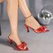 Cross-border European And American Pointed-toe Polka Dot Bow Mule Sandals, Women's Black High-heeled Shoes, Factory_vogvips.com