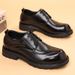 Euro Step New Top Layer Cowhide Business Men's Commuter Thick Sole Genuine Leather Formal Shoes With Carved Patterns_vogvips.com