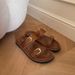 BEAUTODAY Casual Slippers Women Genuine Leather Solid Double Strap Summer Beach Ladies Brown Footwears Handmade 34085_vogvips.com